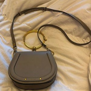 Chloé Gray Crossbody Bag with Gold Accents